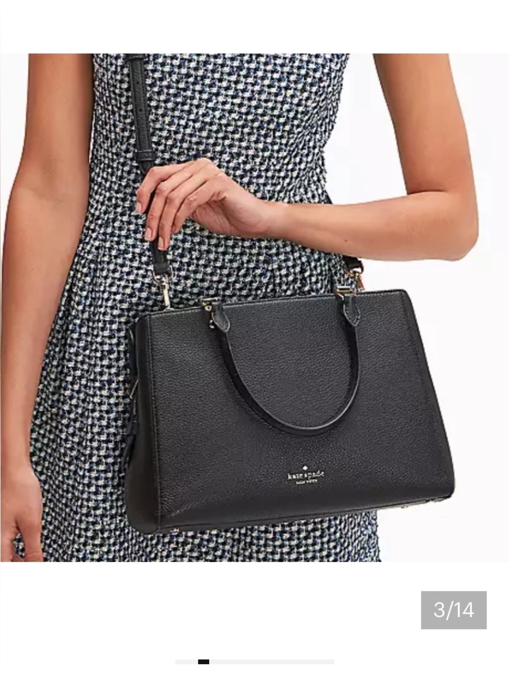 Genuine Kate Spade Leila Triple compartment Pebbled Leather Top-Handle Satch
